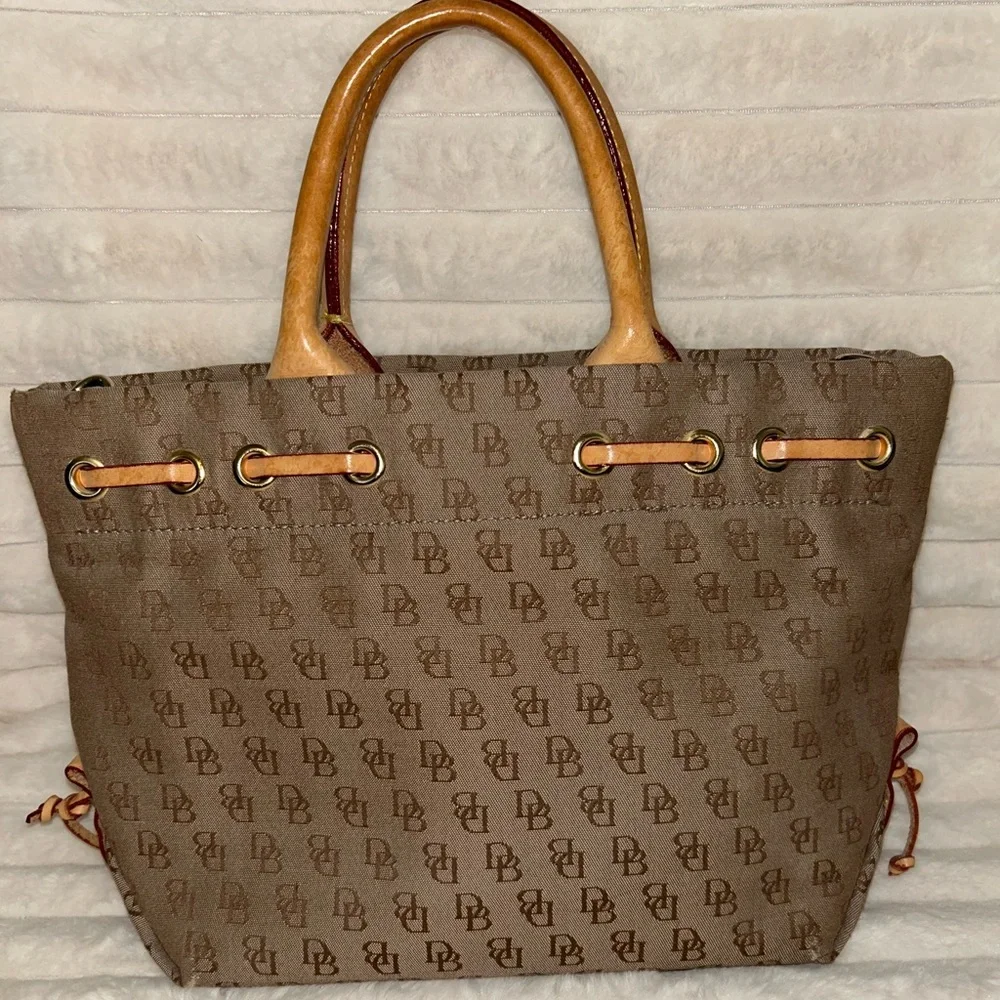 Dooney & Bourke Brown Monogram Tote with Tassel - Picture 8 of 13